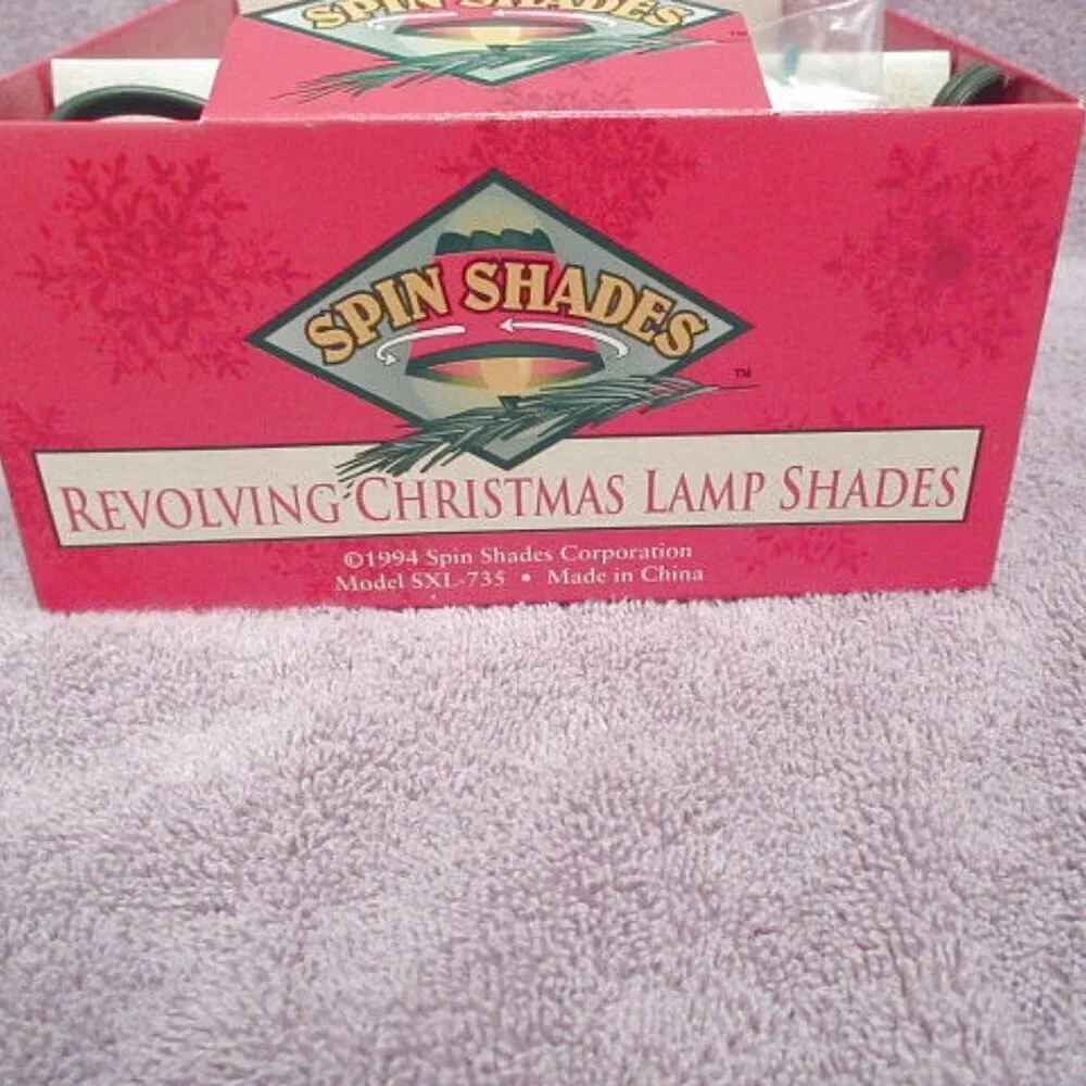 Vtg Revolving Christmas Tree Lamp Shades Set Of 3 With Light Bulbs Holiday NOS